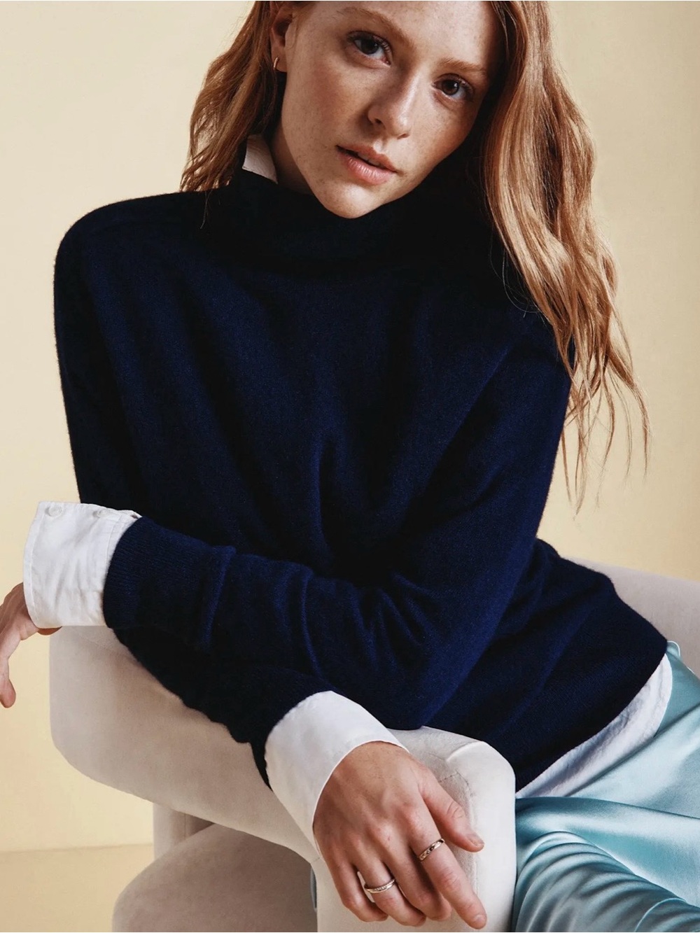 Quince - 100% Mongolian Cashmere - Navy Turtleneck Sweater – Super Soft